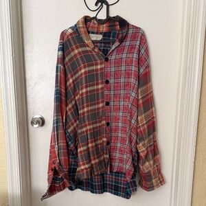 Greg Lauren Men's Multicolor Plaid Casual Button Down Shirt